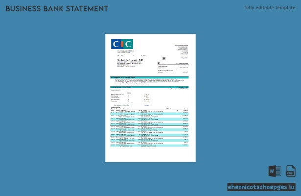 CIC Bank Unternehmensabrechnung – Beispielvorschau in Word und PDF